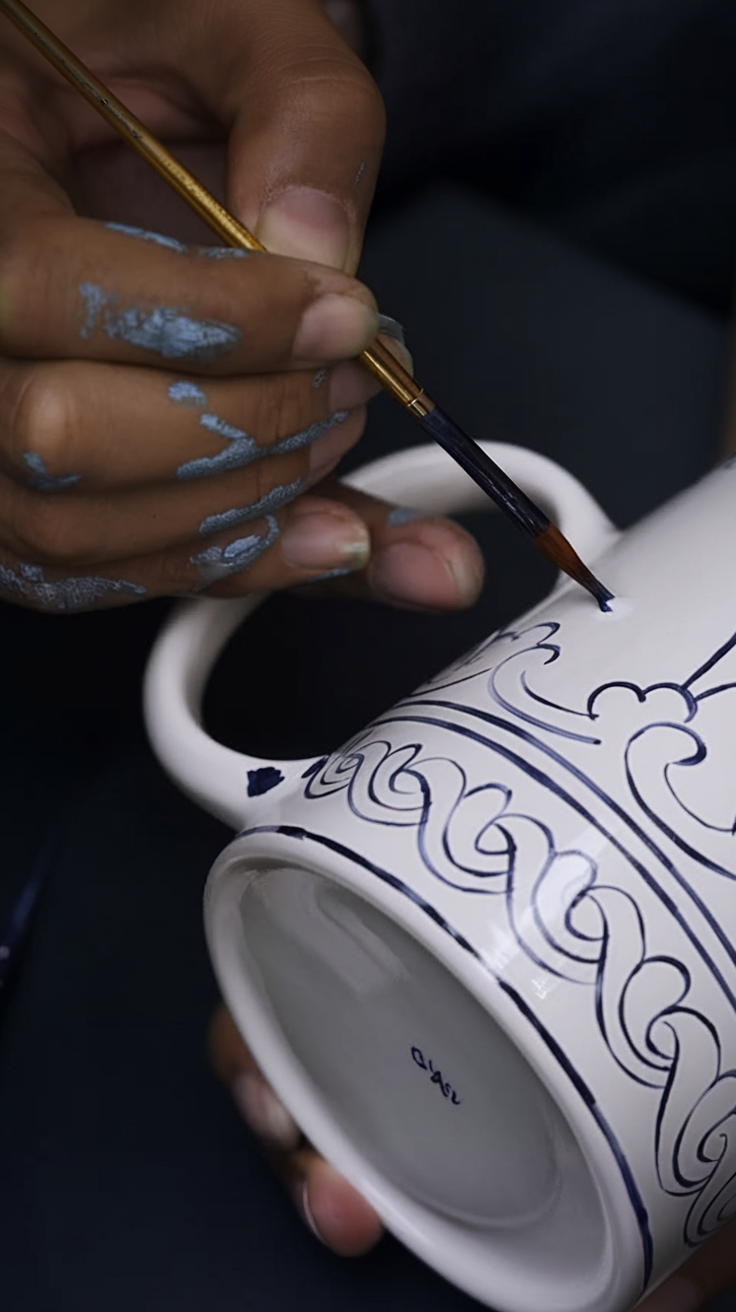 How to Paint a Blue Pottery Handmade Mug